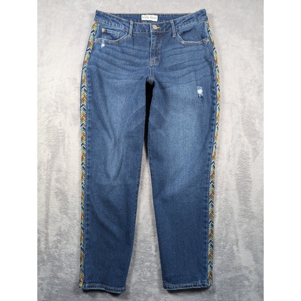 Knox Rose Jeans Womens Size 8 30 Waist Denim Embroidered Distressed Boho Hipster